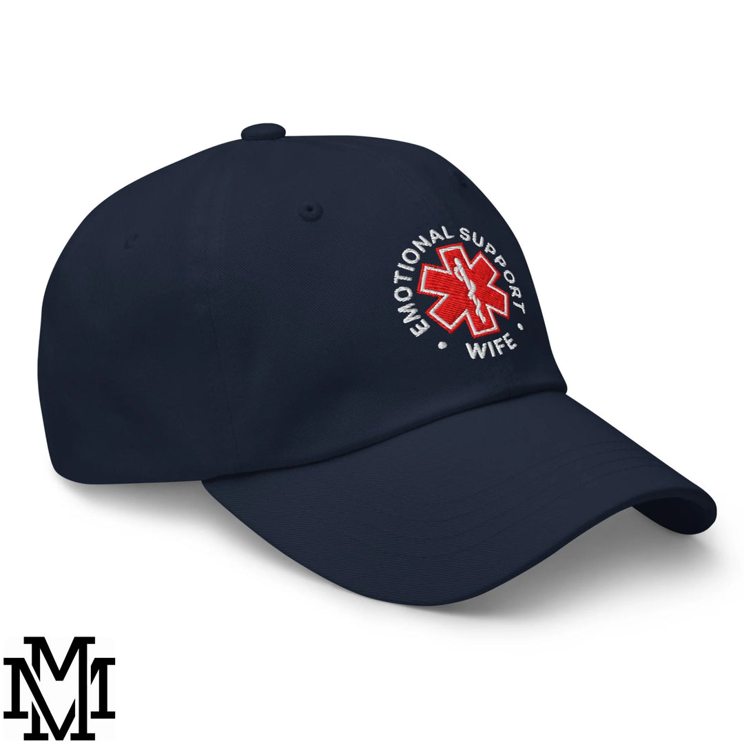 Emotional Support Wife Embroidered Unstructured Dad Hat - Navy