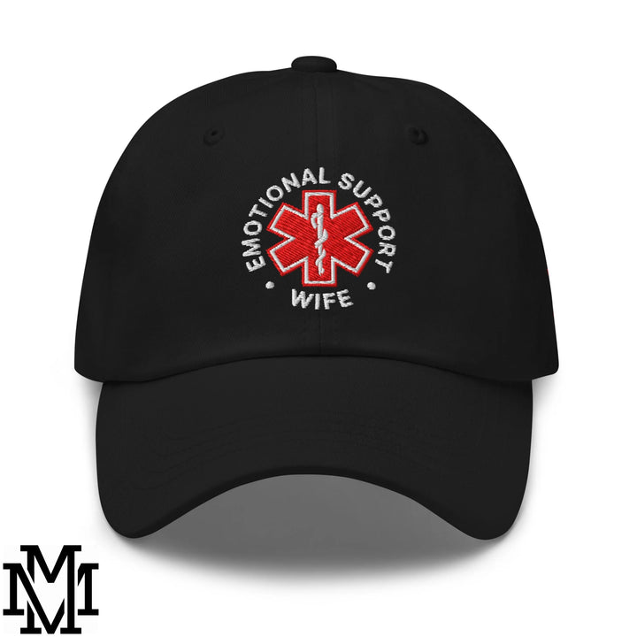 Emotional Support Wife Embroidered Unstructured Dad Hat - Black