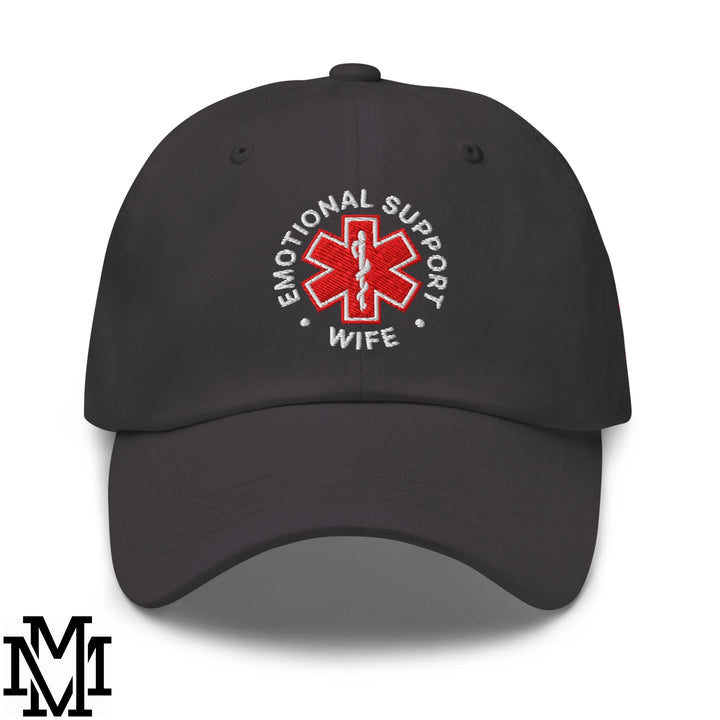 Emotional Support Wife Embroidered Unstructured Dad Hat - Dark Grey