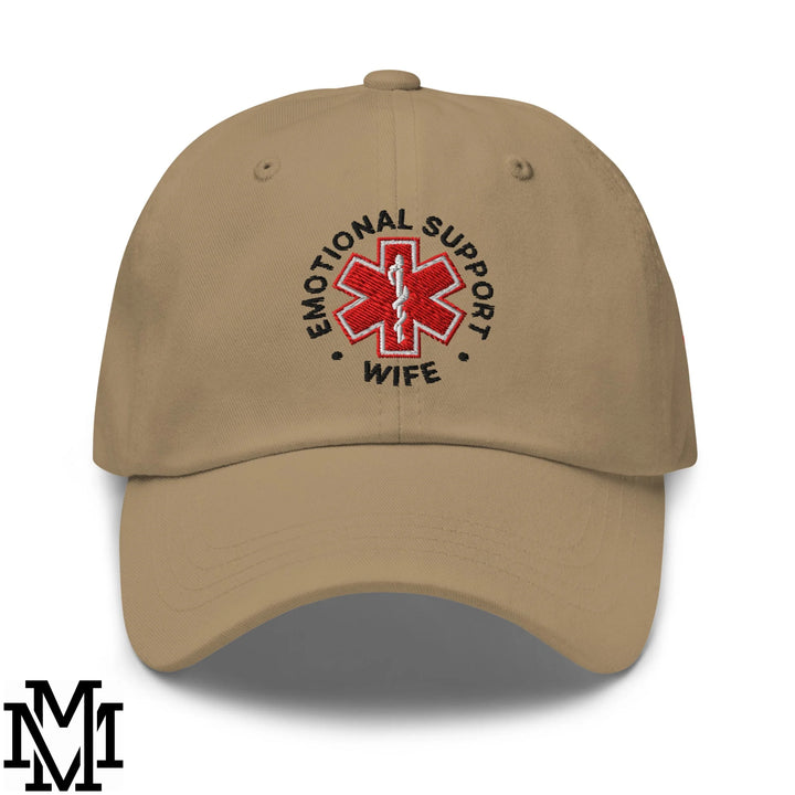 Emotional Support Wife Embroidered Unstructured Dad Hat - Khaki