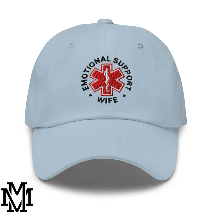 Emotional Support Wife Embroidered Unstructured Dad Hat - Light Blue