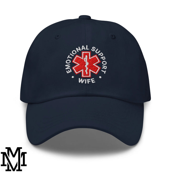 Emotional Support Wife Embroidered Unstructured Dad Hat - Navy