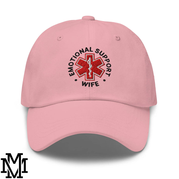 Emotional Support Wife Embroidered Unstructured Dad Hat - Pink