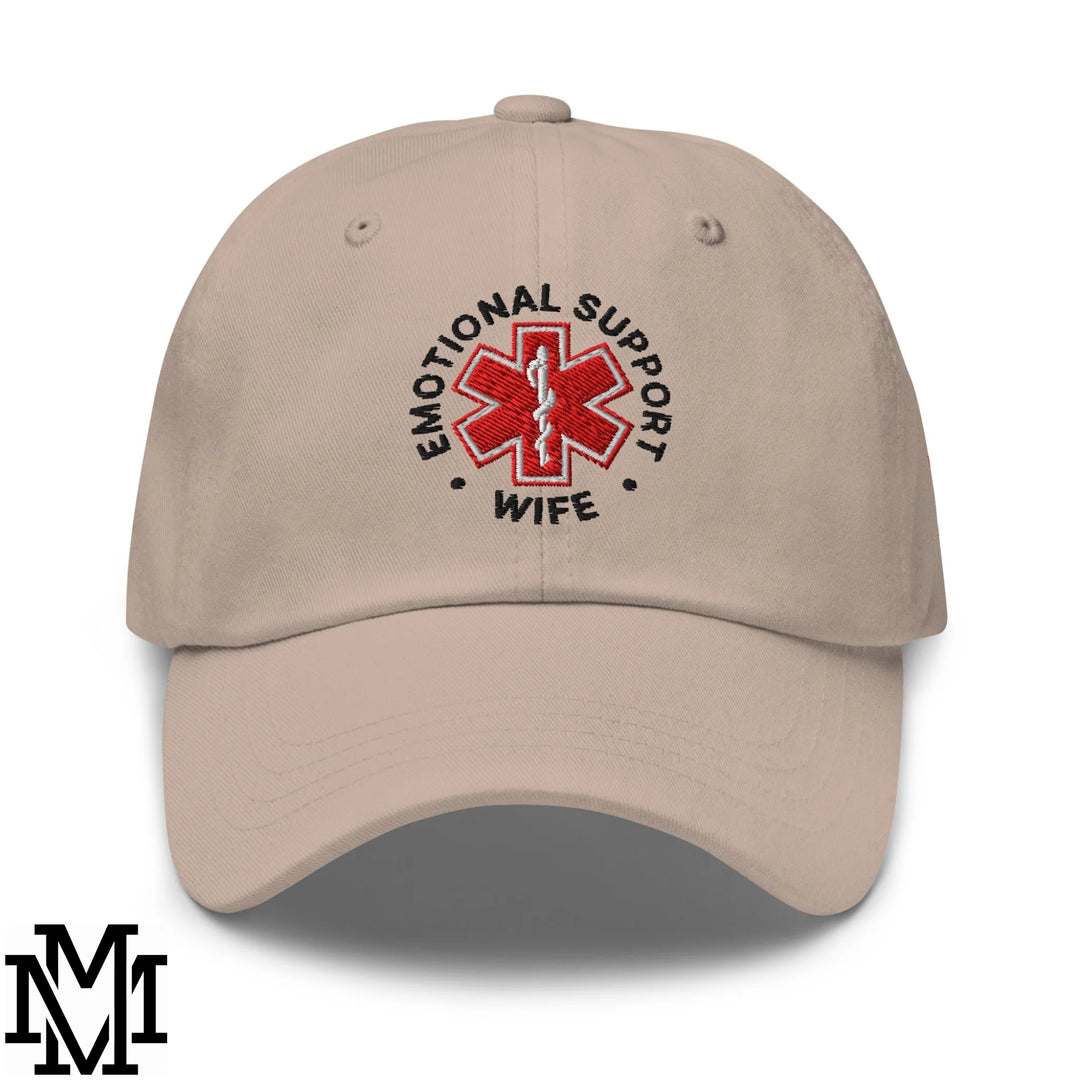 Emotional Support Wife Embroidered Unstructured Dad Hat - Stone