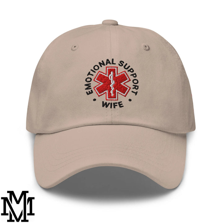Emotional Support Wife Embroidered Unstructured Dad Hat - Stone