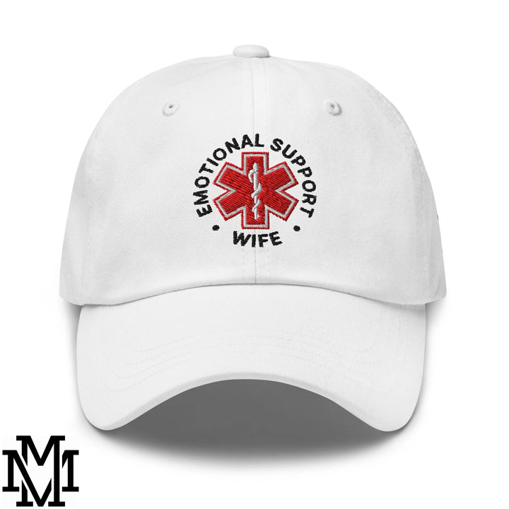 Emotional Support Wife Embroidered Unstructured Dad Hat - White