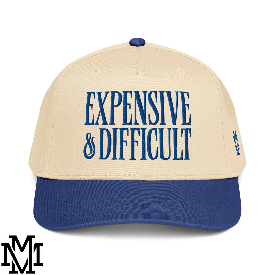Difficult and Expensive Embroidered Baseball Snapback Hat - Royal Natural