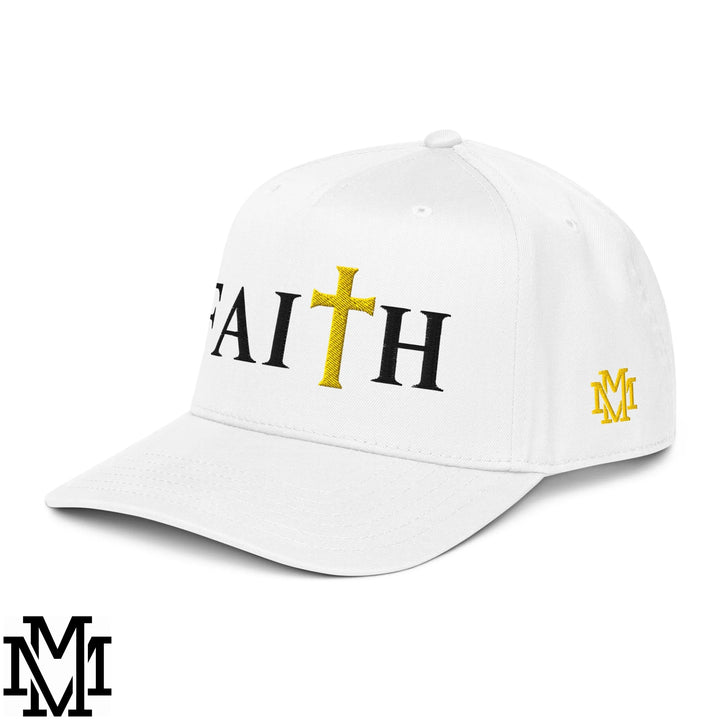 Faith Embroidered Baseball Snapback Hat - White