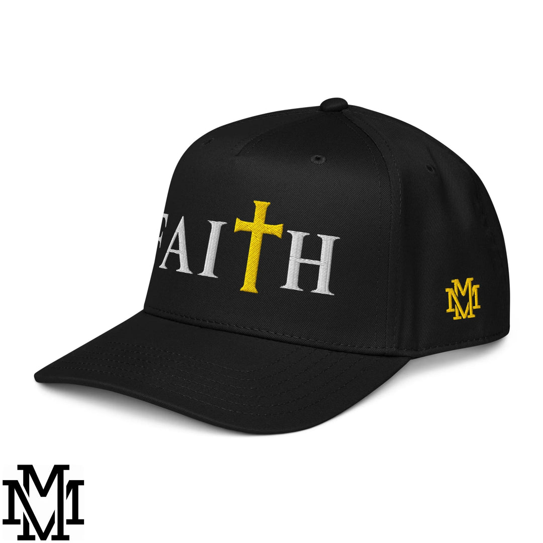 Faith Embroidered Baseball Snapback Hat - Black