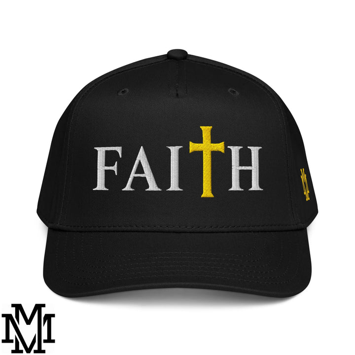 Faith Embroidered Baseball Snapback Hat - Black