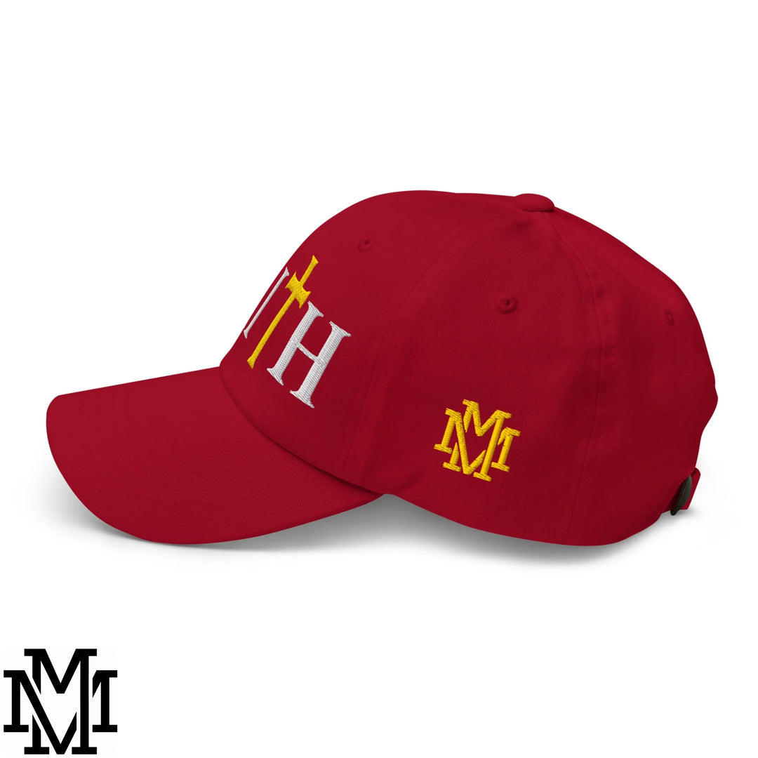 Faith Embroidered Unstructured Dad Hat - Cranberry