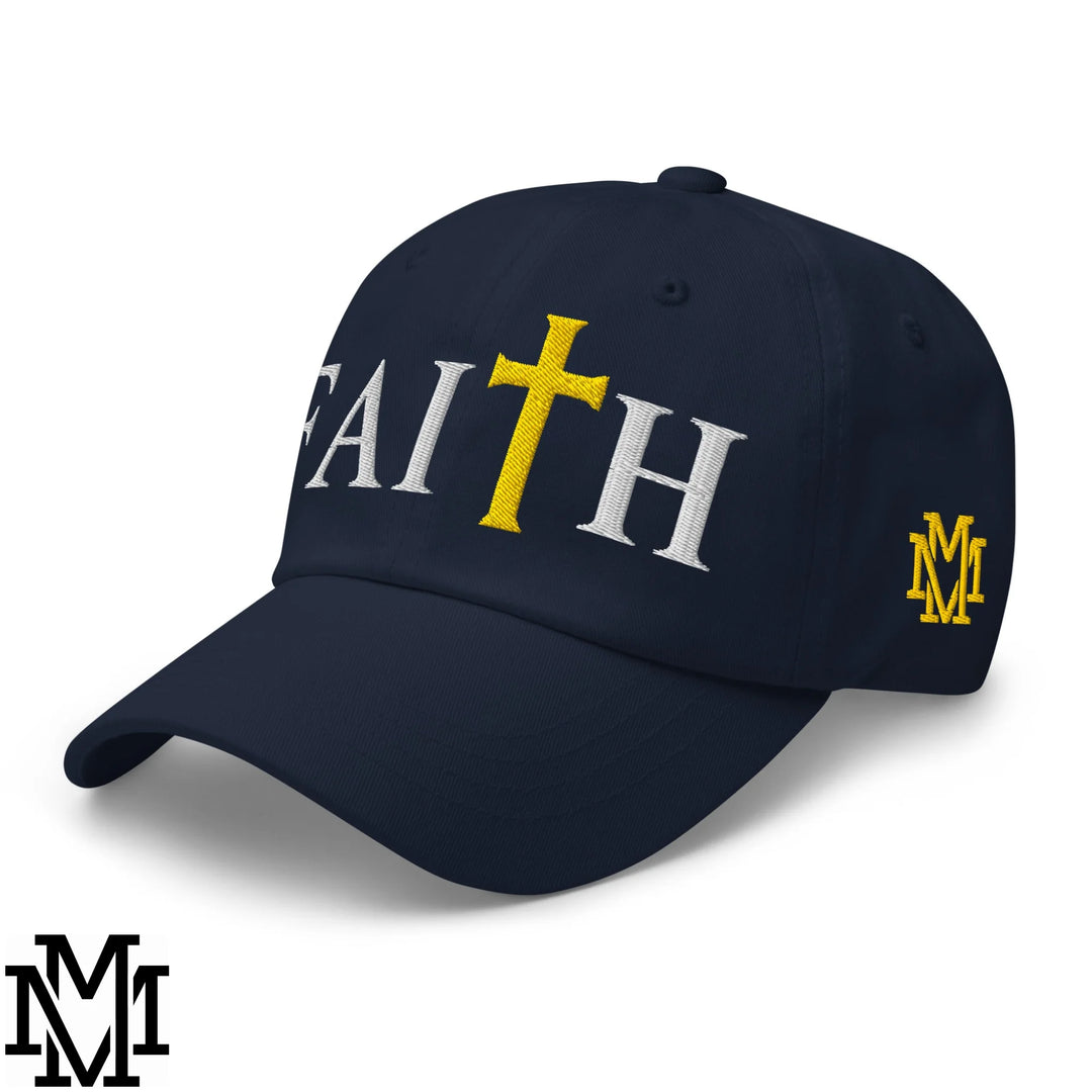Faith Embroidered Unstructured Dad Hat - Navy