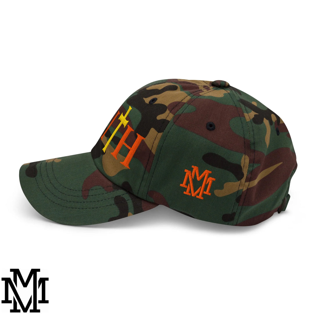 Faith Embroidered Unstructured Dad Hat - Green Camo