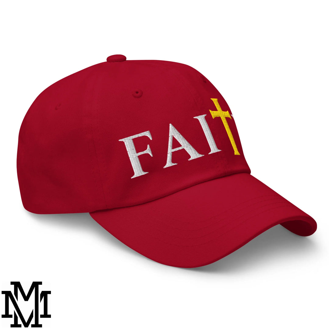 Faith Embroidered Unstructured Dad Hat - Cranberry
