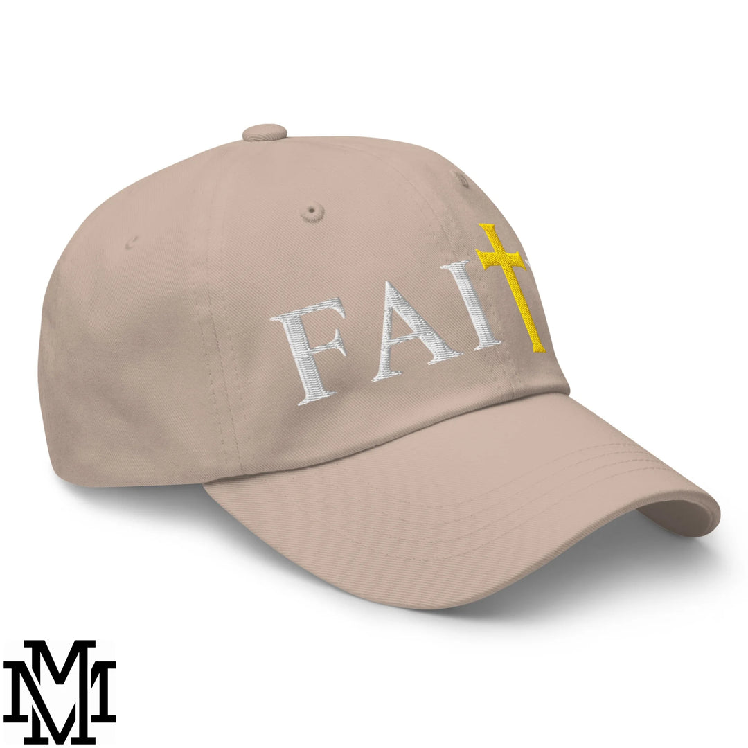 Faith Embroidered Unstructured Dad Hat - Stone