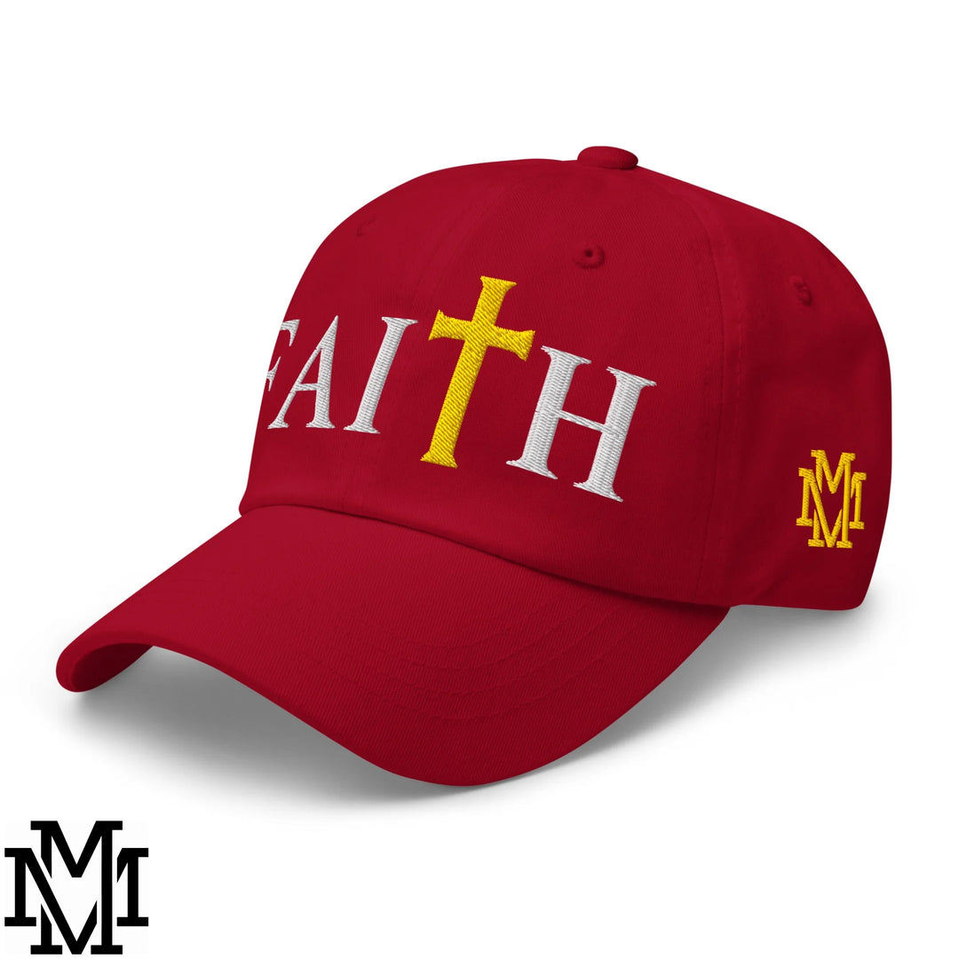 Faith Embroidered Unstructured Dad Hat - Cranberry