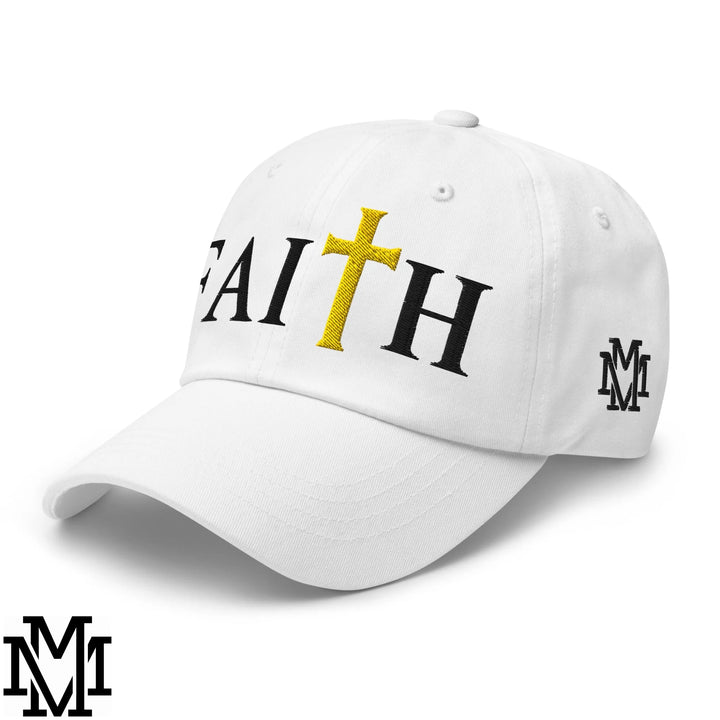 Faith Embroidered Unstructured Dad Hat - White