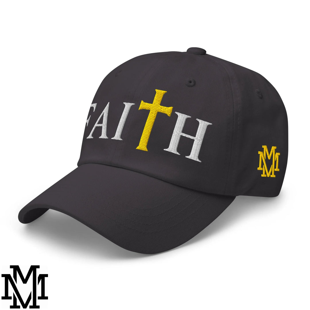 Faith Embroidered Unstructured Dad Hat - Dark Grey