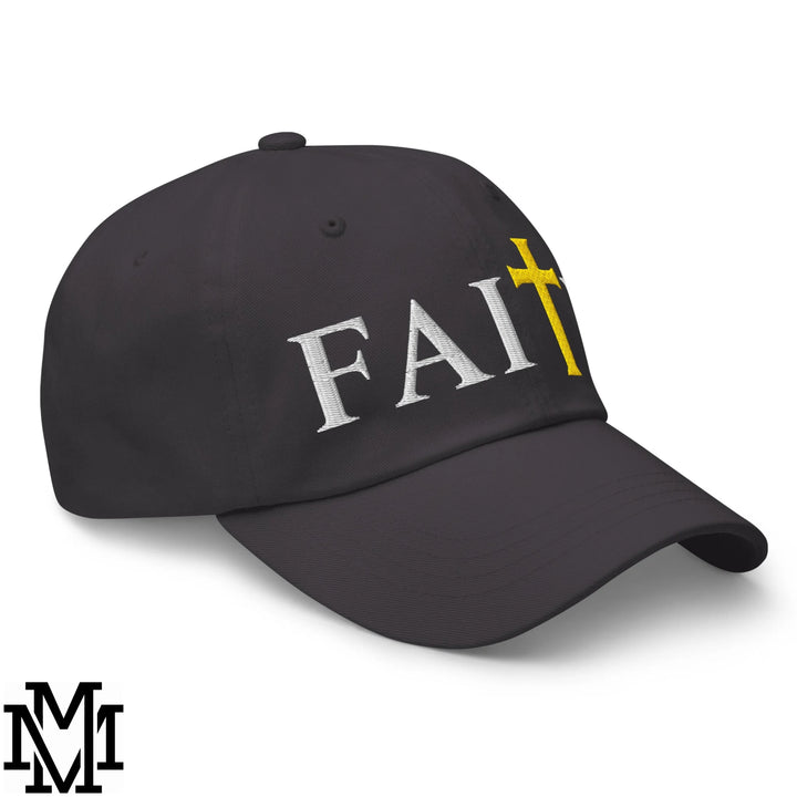 Faith Embroidered Unstructured Dad Hat - Dark Grey