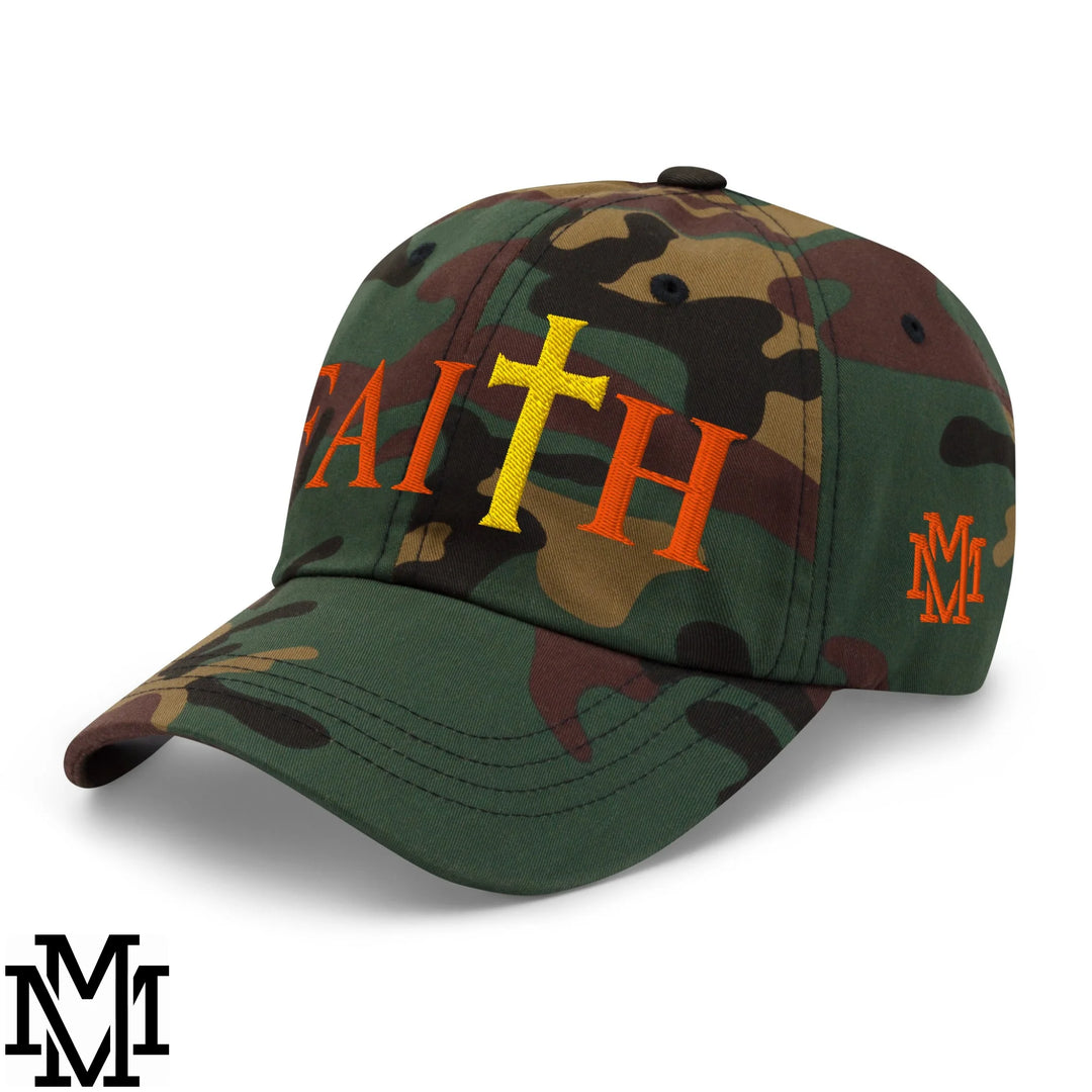 Faith Embroidered Unstructured Dad Hat - Green Camo