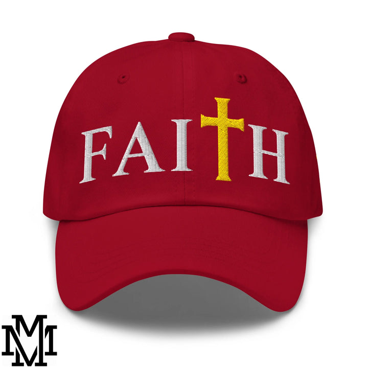 Faith Embroidered Unstructured Dad Hat - Cranberry