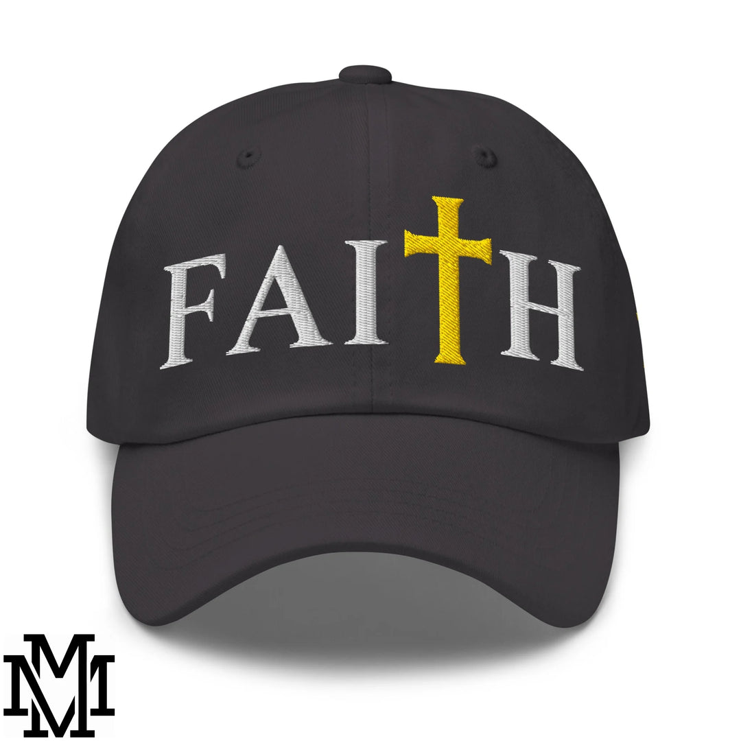 Faith Embroidered Unstructured Dad Hat - Dark Grey