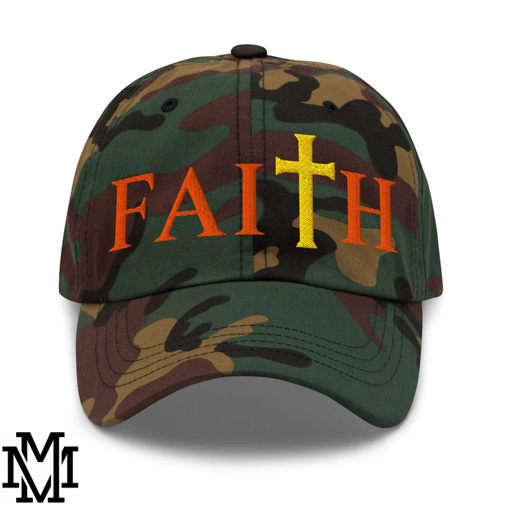 Faith Embroidered Unstructured Dad Hat - Green Camo