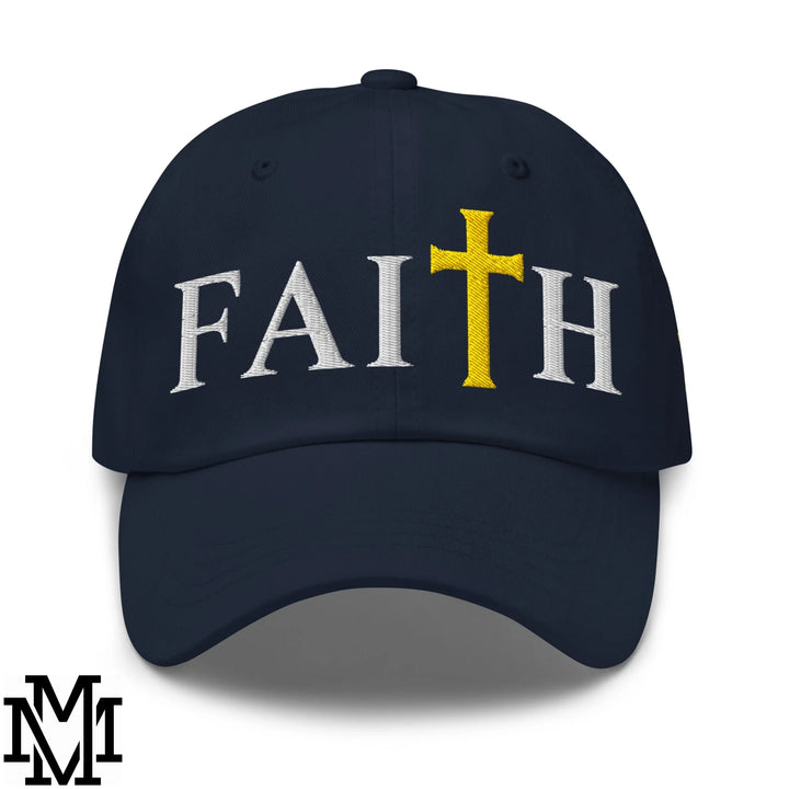 Faith Embroidered Unstructured Dad Hat - Navy