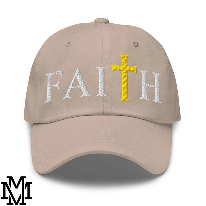 Faith Embroidered Unstructured Dad Hat - Stone