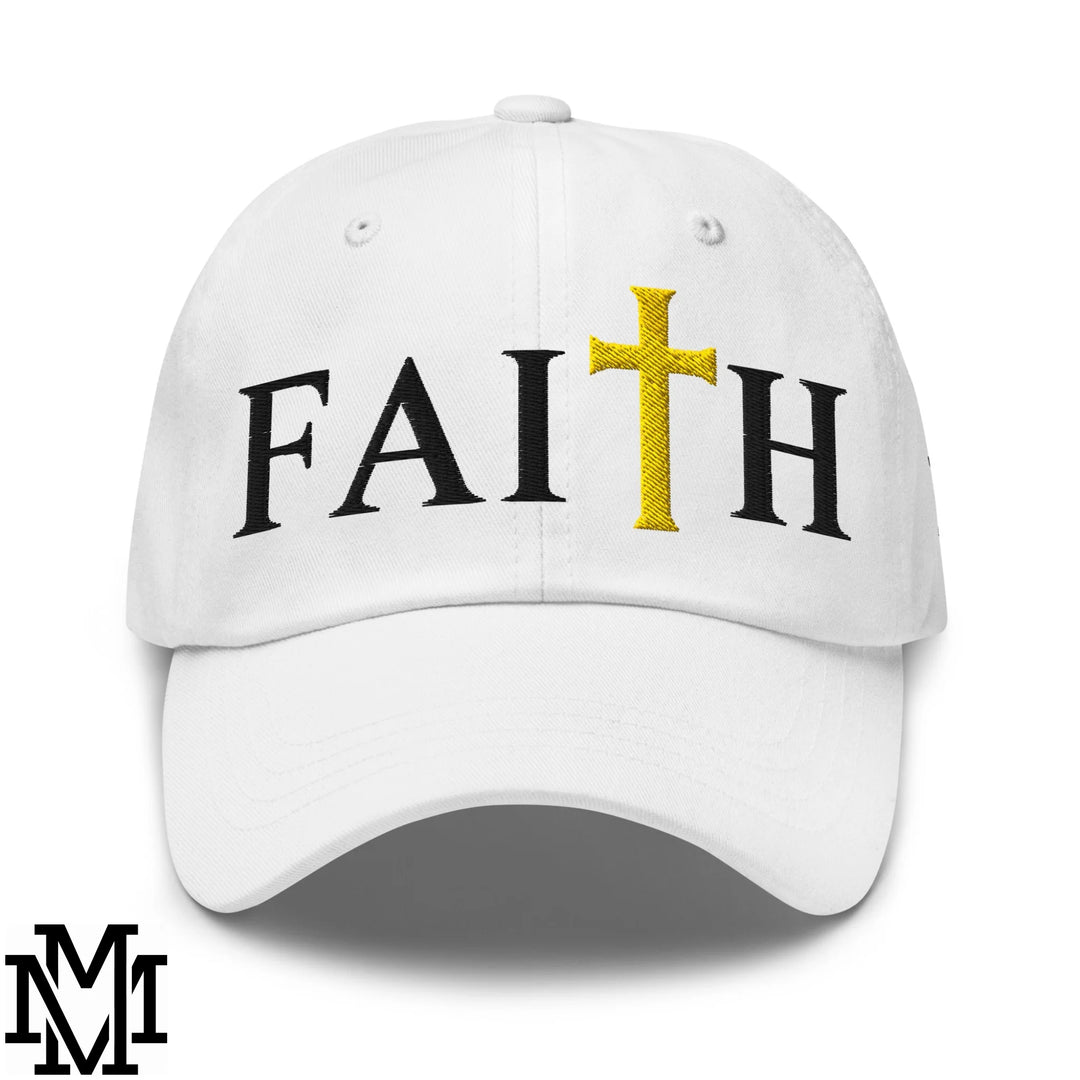 Faith Embroidered Unstructured Dad Hat - White