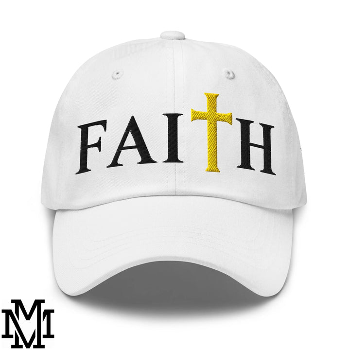 Faith Embroidered Unstructured Dad Hat - White