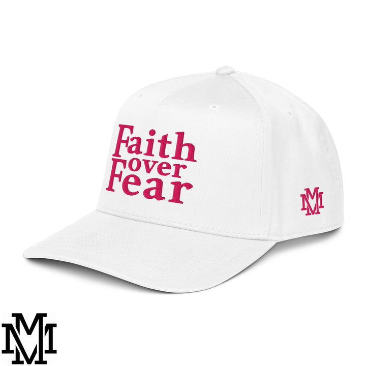 Faith Over Fear Embroidered Baseball Snapback Hat - White