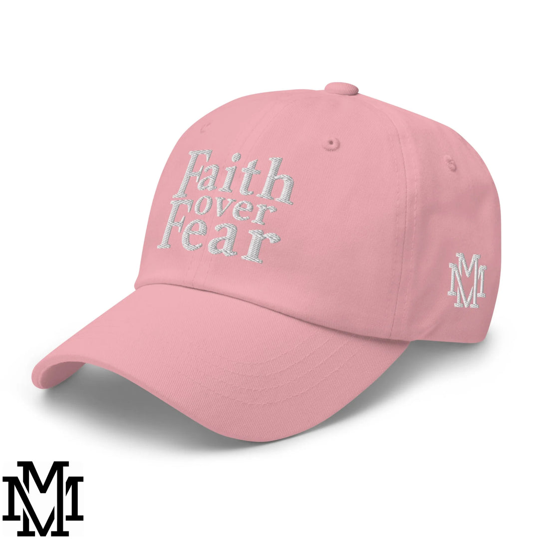 Faith Over Fear Embroidered Unstructured Dad Hat - Pink