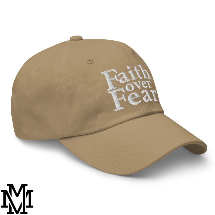 Faith Over Fear Embroidered Unstructured Dad Hat - Khaki