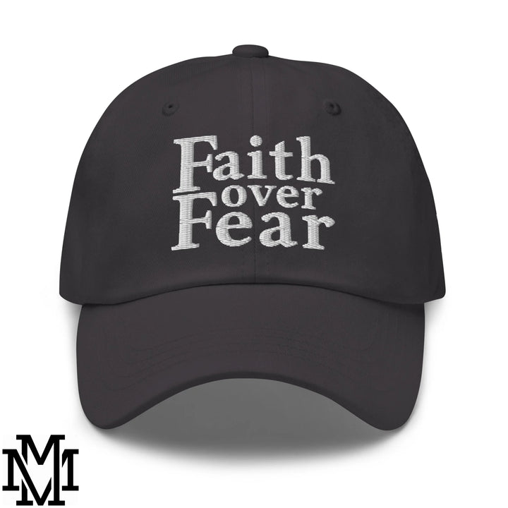 Faith Over Fear Embroidered Unstructured Dad Hat - Dark Grey