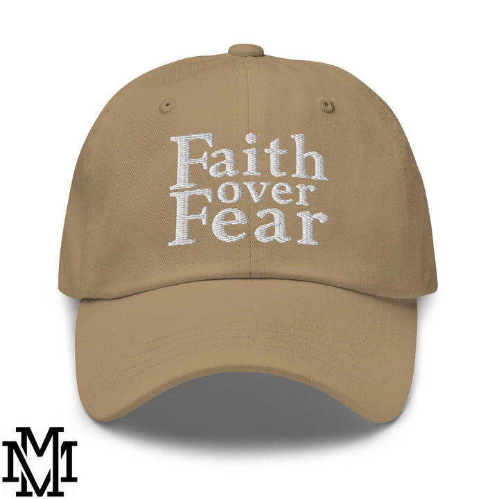Faith Over Fear Embroidered Unstructured Dad Hat - Khaki