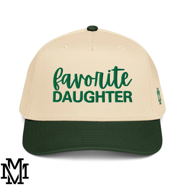 Favorite Daughter Embroidered Baseball Snapback Hat - Dark Green Natural