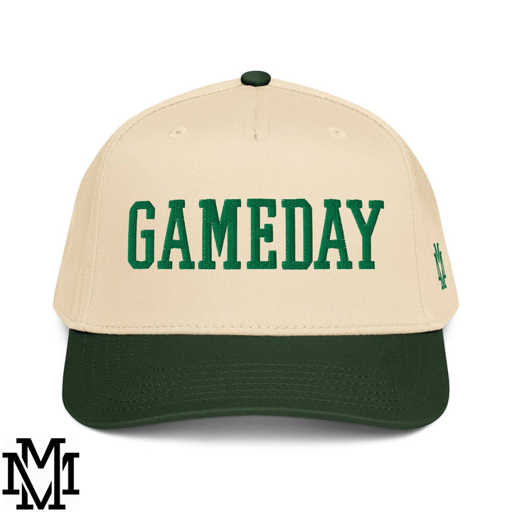 Gameday Embroidered Baseball Snapback Hat - Dark Green Natural