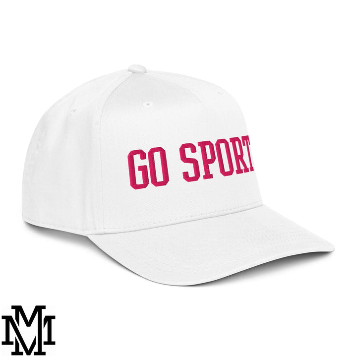 Go Sports Embroidered Baseball Snapback Hat - White