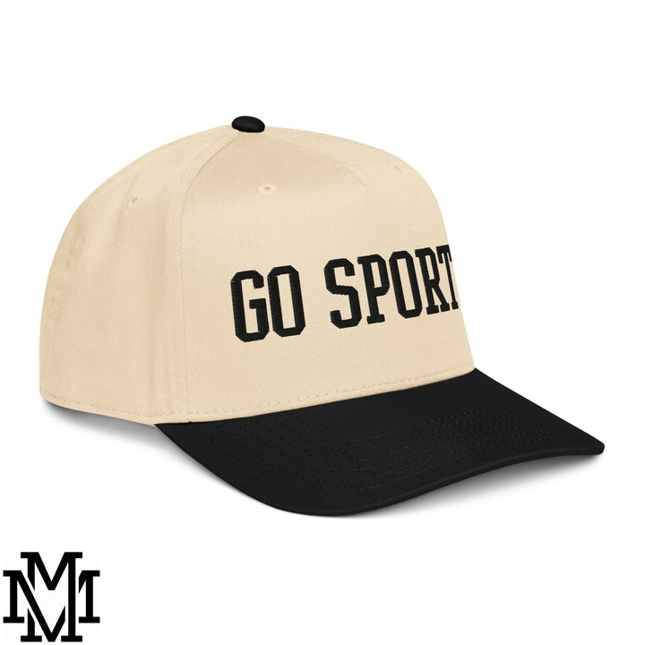 Go Sports Embroidered Baseball Snapback Hat - Black Natural