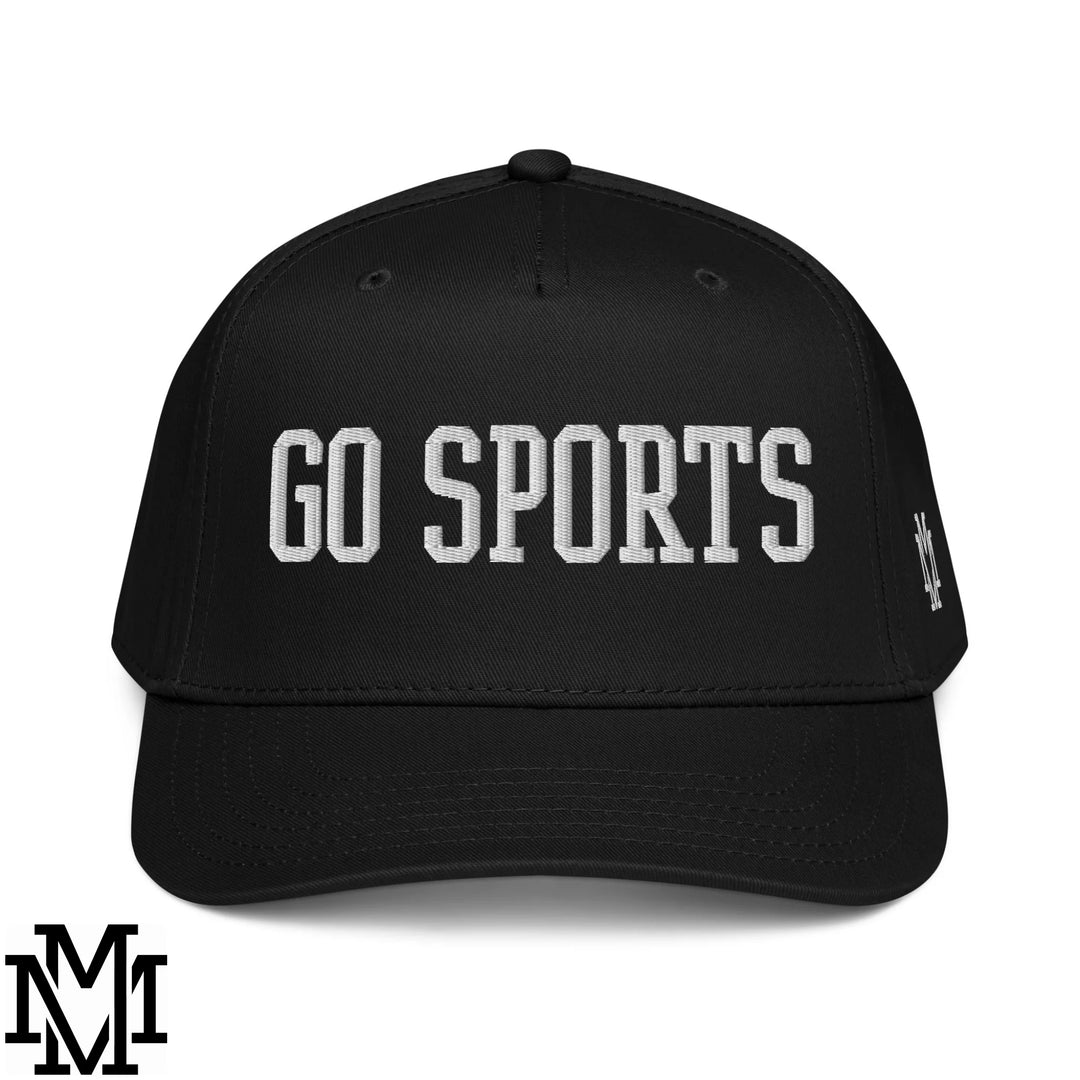 Go Sports Embroidered Baseball Snapback Hat - Black