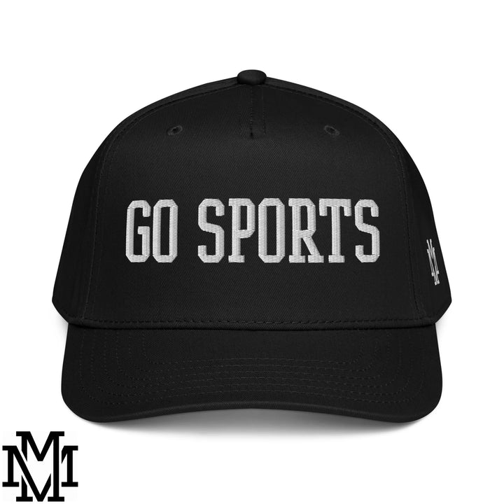 Go Sports Embroidered Baseball Snapback Hat - Black