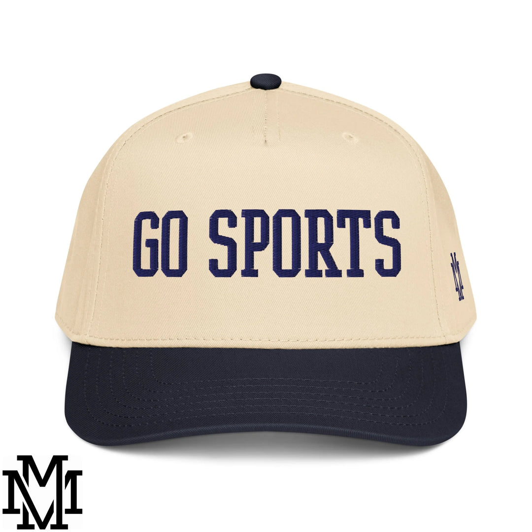 Go Sports Embroidered Baseball Snapback Hat - Navy Natural