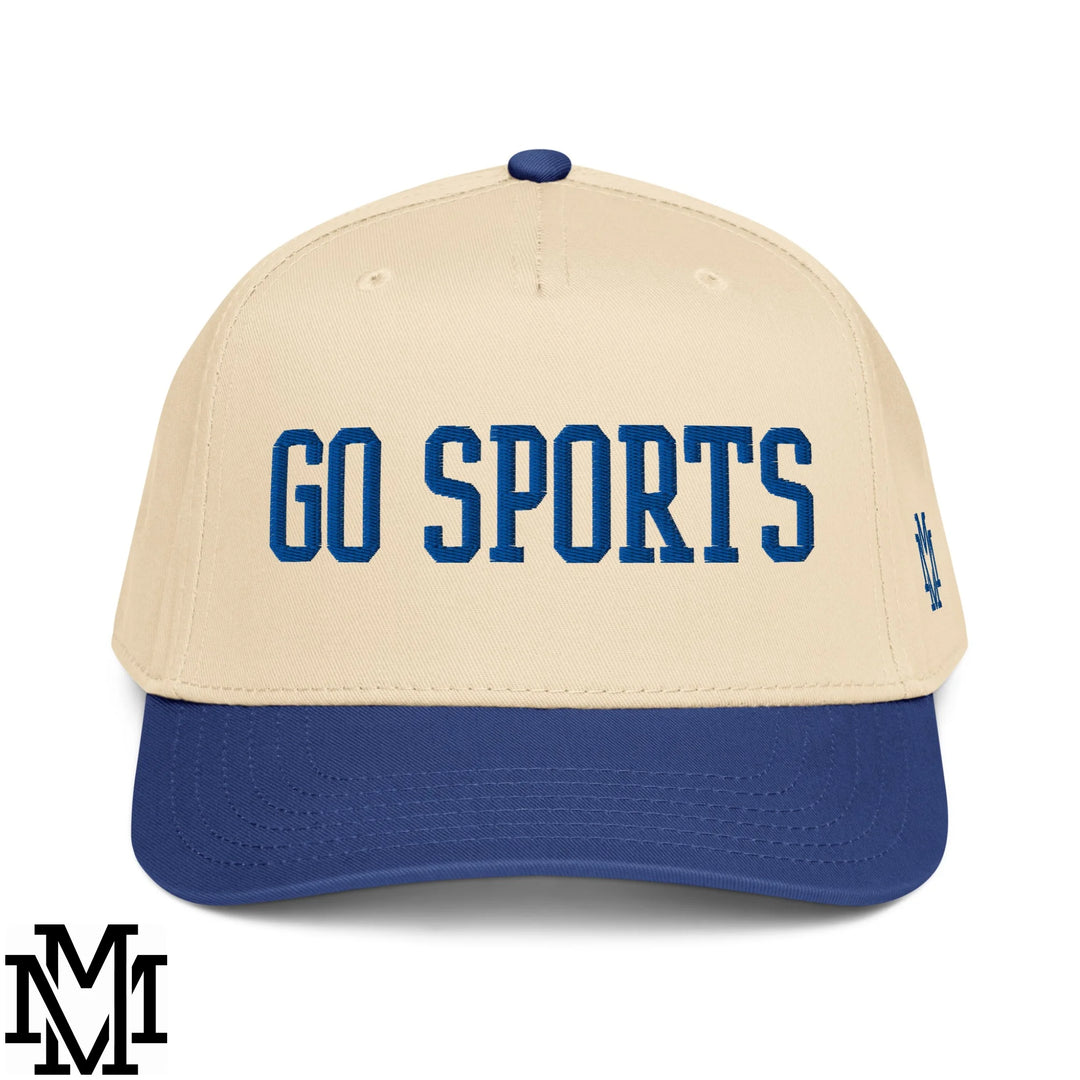 Go Sports Embroidered Baseball Snapback Hat - Royal Natural