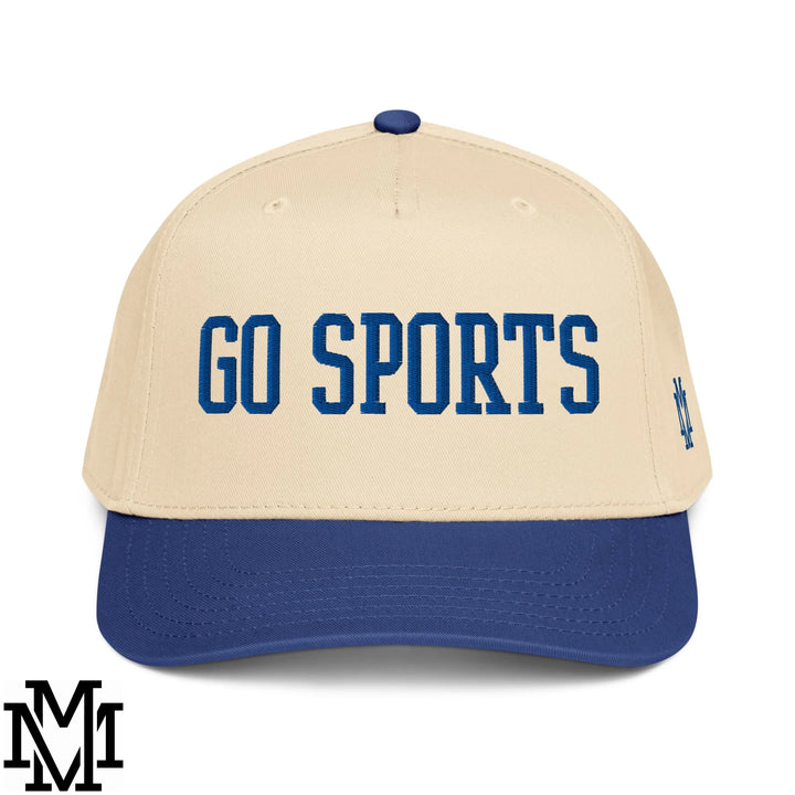 Go Sports Embroidered Baseball Snapback Hat - Royal Natural