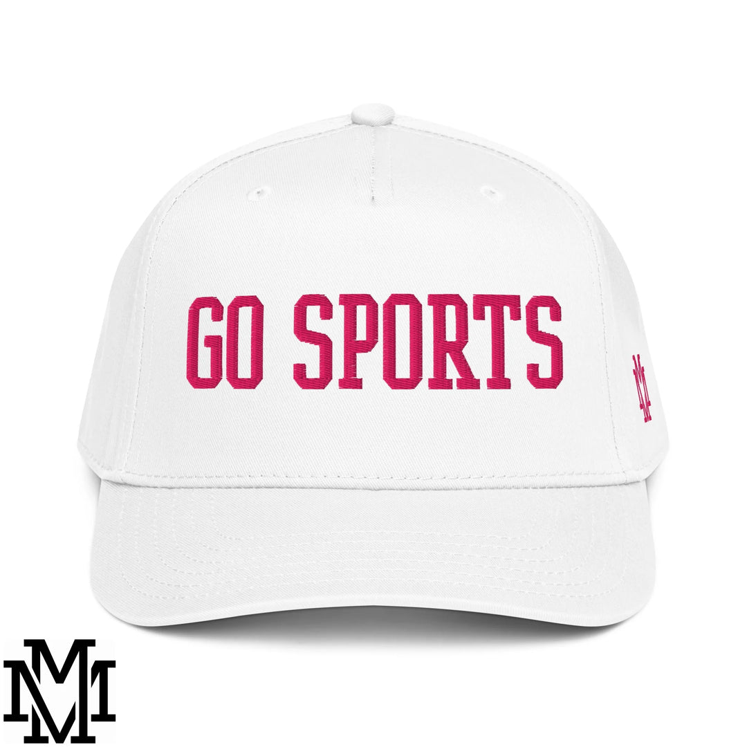 Go Sports Embroidered Baseball Snapback Hat - White