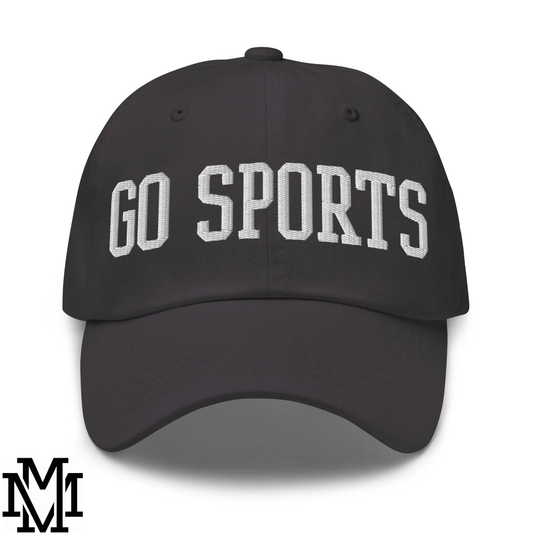 Go Sports Embroidered Unstructured Dad Hat - Dark Grey