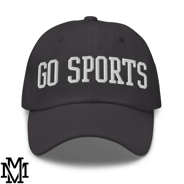 Go Sports Embroidered Unstructured Dad Hat - Dark Grey