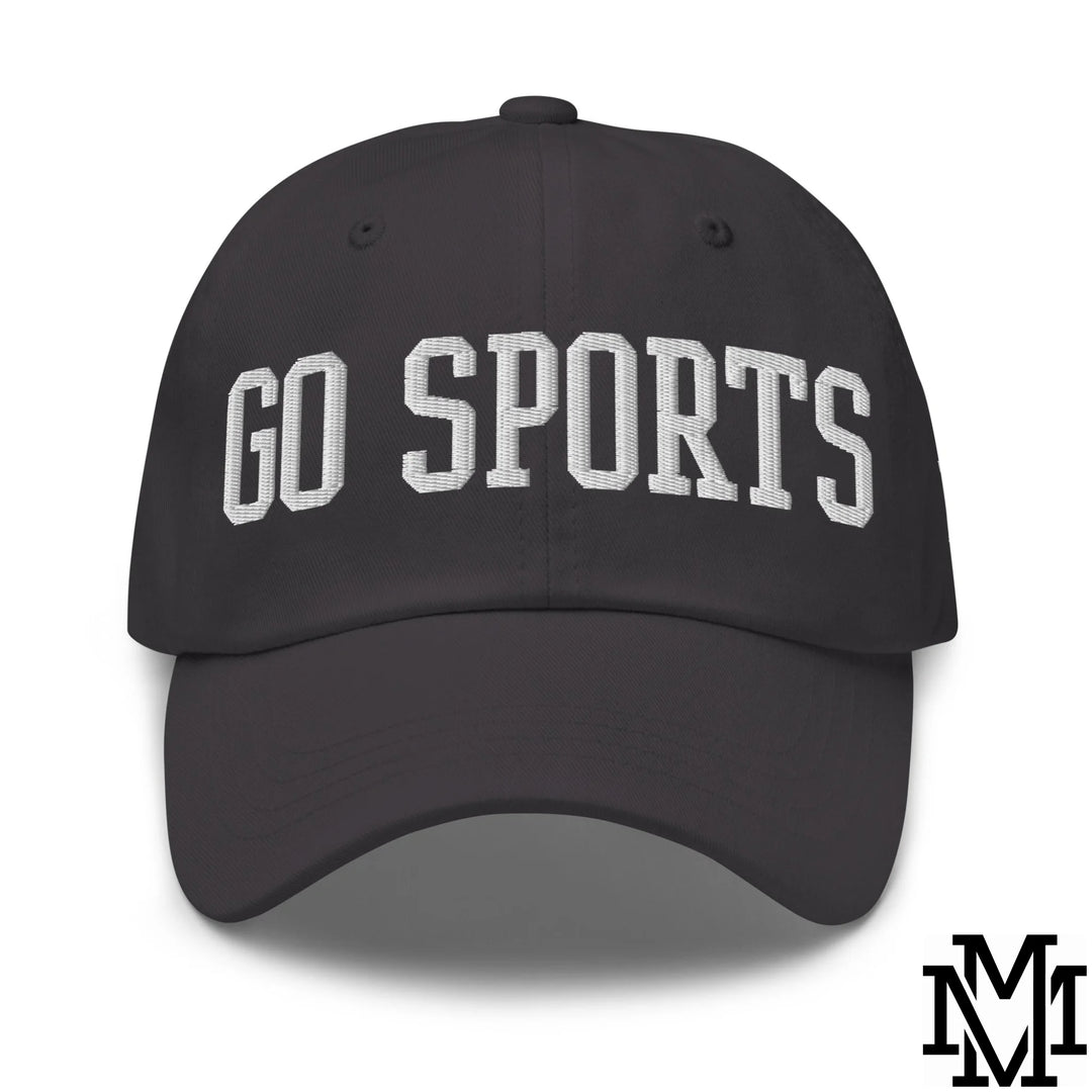 Go Sports Embroidered Unstructured Dad Hat - Dark Grey