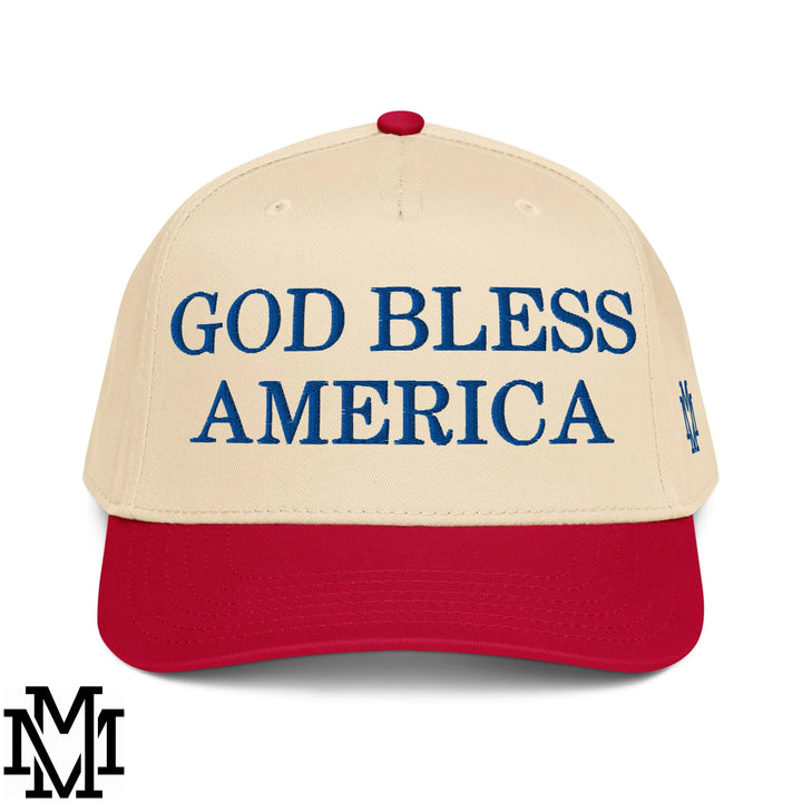 God Bless America 4th of July Embroidered Baseball Snapback Hat - Red Natural